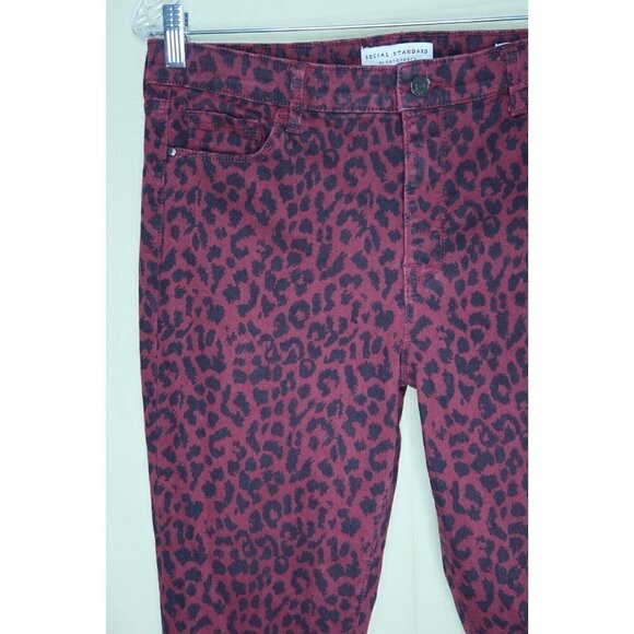 Social Standard by Sanctuary Ankle Pants Womens 12 Red Cheetah Print Skinny FIt - Picture 5 of 15